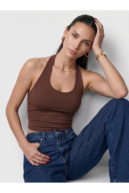 Women's Halter Neck Slim Fit Backless Slim Fit Basic Bodysuit