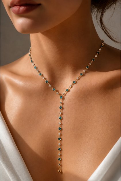 Aura Collection Celadon 3'ü 1 Arada Gold Zirkon Dönüştürülebilir Kolye