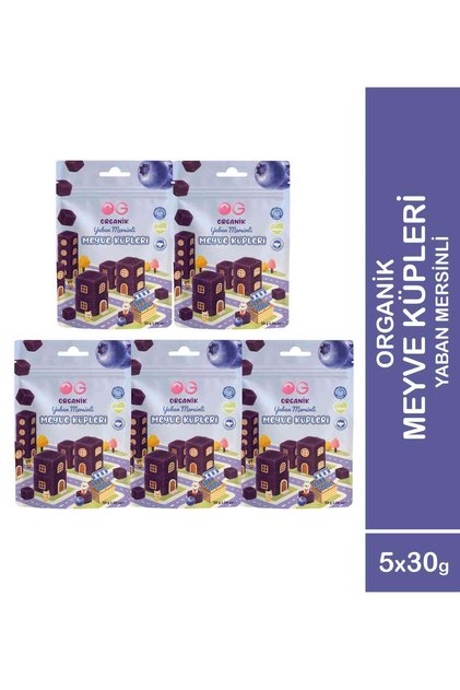5'li Organik Yaban Mersinli Meyve Küpleri (5 x 30 Gr)
