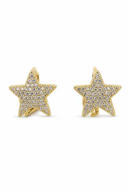 Stylish Star Figured Zircon Stone Yellow Color Bijouterie Earrings