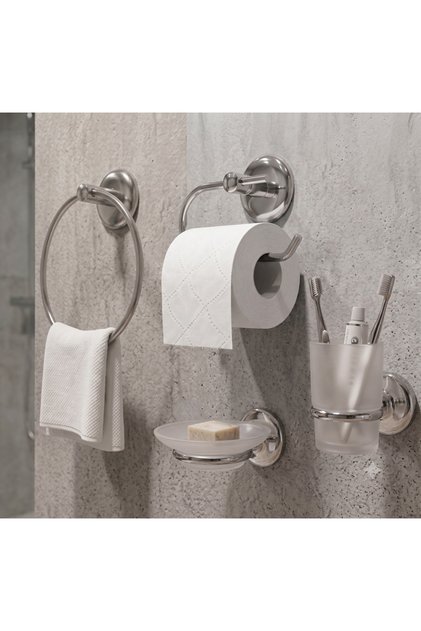 Classic Series Chrome Stainless Steel Set of 4 Wc Paper Holder Round Towel Holder Brush Holder Soap Holder