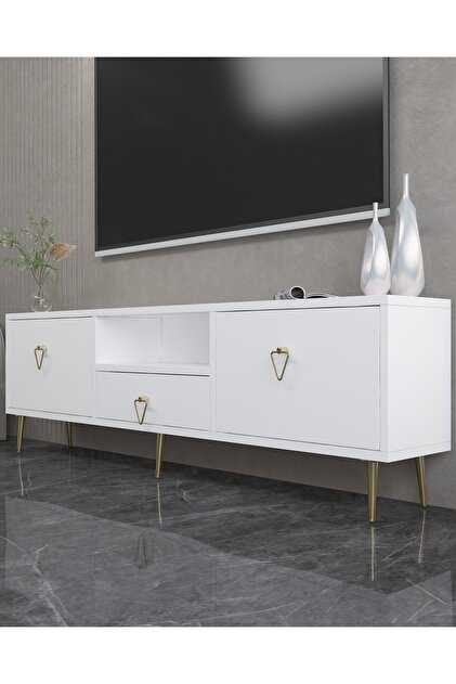 Drop Tv1306 Tv Ünitesi Tv Sehpası Beyaz Altın