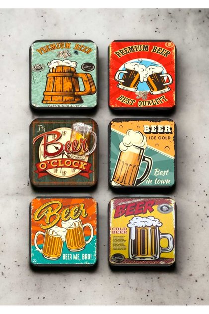 Beer - Beer Retro Vintage Wooden Coaster Set 6 Pieces
