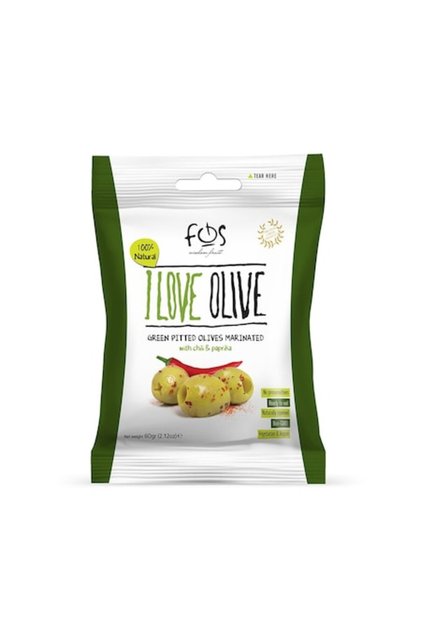 Măsline verzi fără sâmburi marinate cu ardei iute și boia de ardei 60g