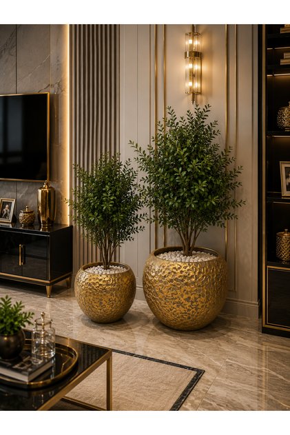 Eskitme Gold Metal Saksı Takımı