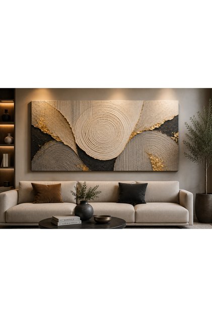 Premium Kiremit ve Adaçayı Katmanları Kanvas Tablo