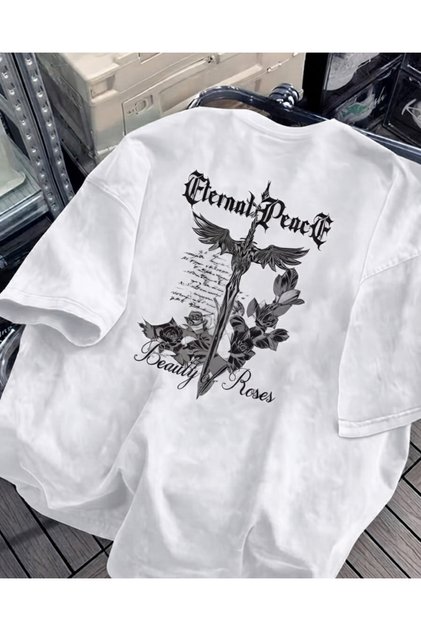 Beauty of Roses Washable Vintage Unisex Oversized T-Shirt