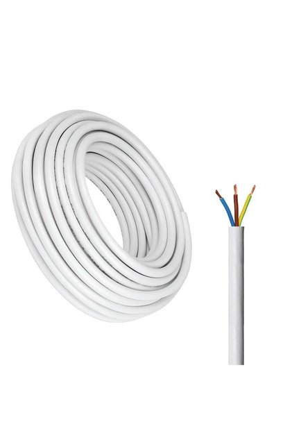 3-Core Electrical Cable, White PVC Insulated Power Wire, Flexible Copper Conductor (3 CORE 10 METER, 4MM)