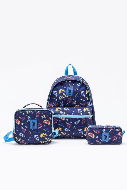Plcan26007 3-Piece Primary School Bag Set Lunch Box Pencil Case School Backpack