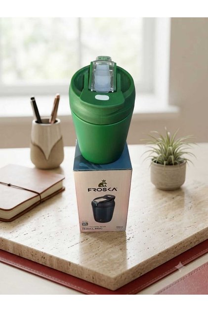 Ti̇ti̇z Çi̇ft Bari̇yerli̇ Froska 350 ml Portable Steel Thermos Mug - In-Car and Office Type Hot/Cold Mug