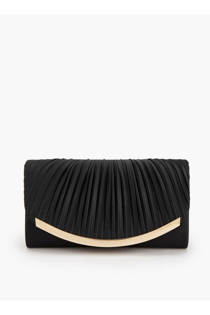 Pleated Clutch with Detachable Chain Strap