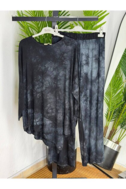Asymmetrical Batik Pattern Pantalon Set