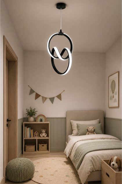 imza Modern Sarkıt Hol , Koridor Çocuk Odası Ledli Avize Siyah Led Avize