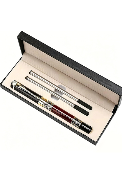 black red Expert Ballpoint Pen Black with Chrome Trim Luxury, Line 0.5mm Tip Come 2 Pieces Ink Refil
