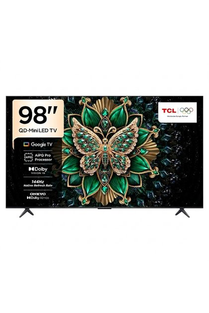Google TV 98 Inch C61K Premium QD-MiniLED Smart TV (2026 Model) With AiPQ Pro Processor, High HDR, 144Hz Refresh Rate, ONKYO 2.1 Hi-Fi System, Dolby Atmos + DTS X - 98C61K Black
