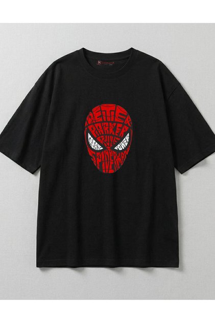 Mini Spider-Man Printed Black Unisex Oversize T-Shirt 19071706, m