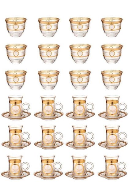 36-Piece Tea & Coffee Glass Set Gold/Clear, Serve for 12