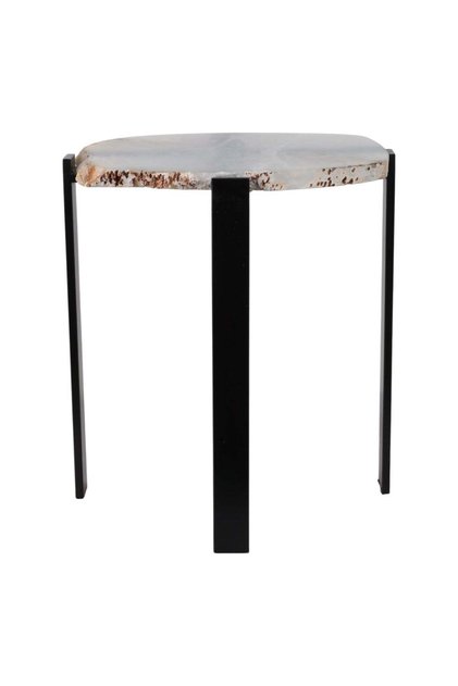 20x18" Raw Edge Agate Accent Table, White/black