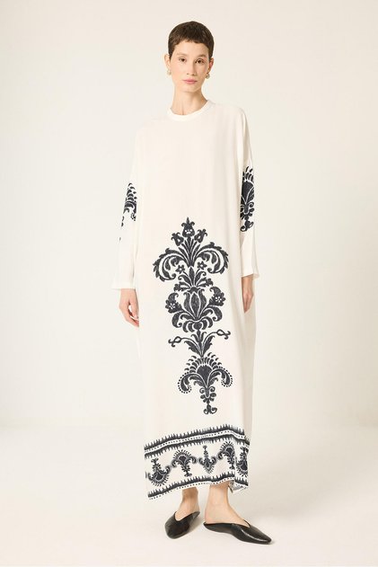 Patterned Oversize Viscose Dress