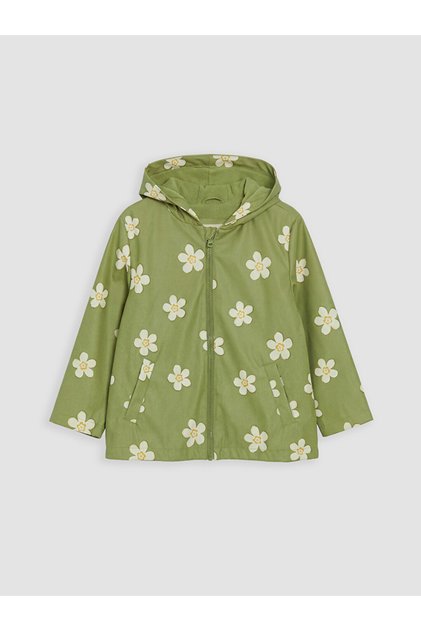 Green Hooded Girls' Raincoat