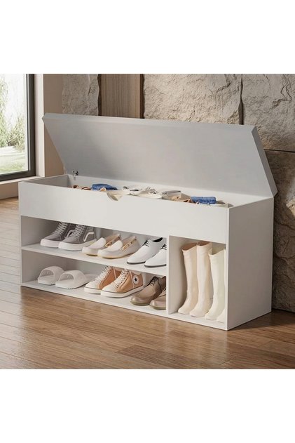 Flip Top Storage Shoe Bench for Entryway, Multi-Compartment Shoe Cabinet, Multifunctional Home Footwear Organizer Bench