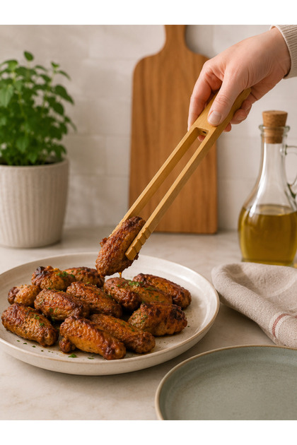 Doğal Bambu Servis Maşası 30 cm Ahşap Salata Maşası Izgara Makarna Ekmek ve Mutfak Servis Maşası