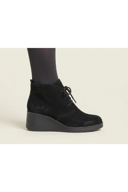 Genuine Leather Suede Lace-Up Zippered Boots Women's Shoes
