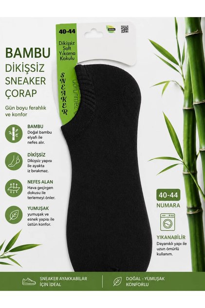Bambu Dikişsiz Sneaker Çorap Görünmez Patik Çorap Terletmeyen YumuşaK