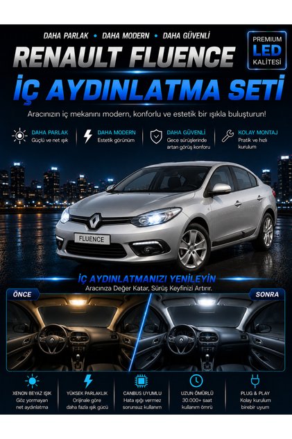 Fluence İç Aydınlatma LED Ampul Seti 6000K Yüksek Parlaklık Beyaz