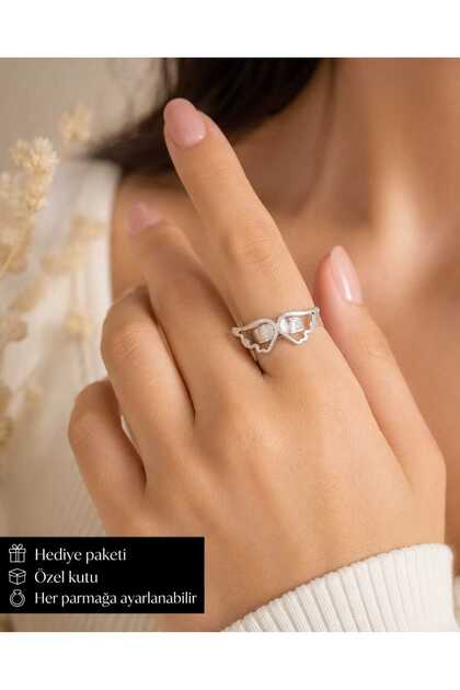 Silver Color Double Angel Wing Adjustable Women's Ring