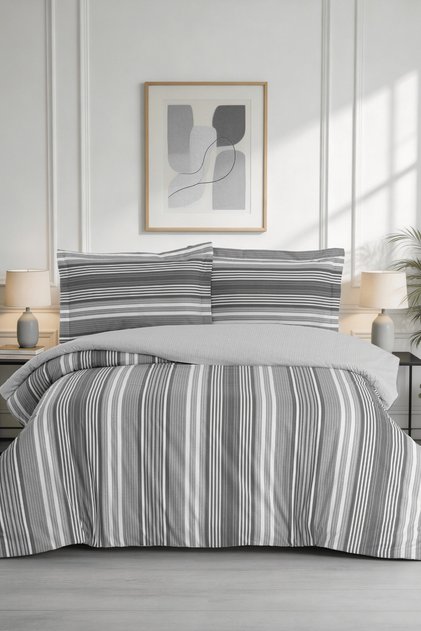 La Notte Black Road Ranforce Single Duvet Cover Set 160X220 + 100X200 + 50X70 cm