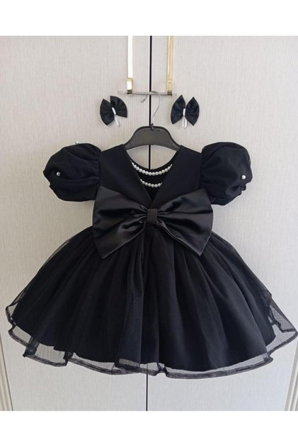 Black Girls' Satin Bow Princess Dress - Birthday and Special Occasion Dress