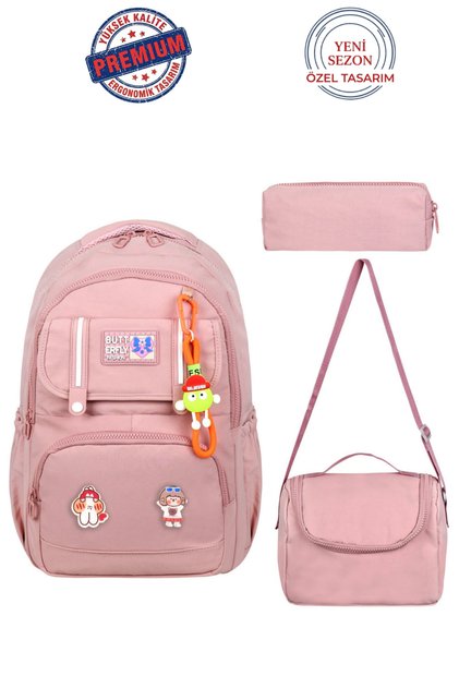Premium Accessory-Enhanced Boys and Girls Primary School Backpack with Back Support, Thermal Lunch Box and Pen Holder