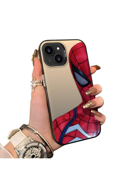 iPhone 15 Plus Compatible Silicone Edge Hard Back Case Couple Phone Case Spider Man Patterned