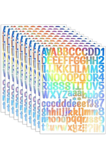 10 Pcs Holographic Letter Stickers, 1 Inch Self-Adhesive Waterproof Vinyl Decals, Shiny Laser Alphab