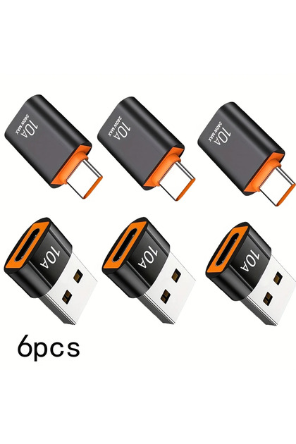 مجموعة من 6 قطع كابلات محول OTG من USB 3.0 ذكر إلى USB Type-C أنثى، محول من Type-C أنثى إلى USB ذكر للشحن