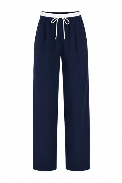 Marineblaue Hose mit seitlichem Reißverschluss - 2y3340