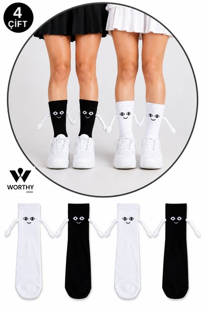 4 Pairs of Magnetic Hand Holding Socks Dating Sports Socks