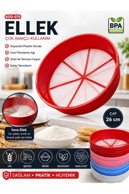 26 cm Fine Sieve Flour Sugar Grits Spice Pulses Sieve Plastic Kitchen Sieve