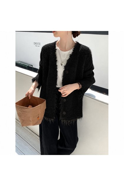 Kadın Püskül Detaylı Oversize Yumoş Basic Hırka