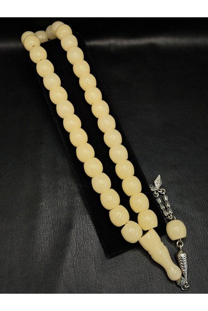 Special Large Size Barrel Cut Cream Color Powder Amber Prayer Beads