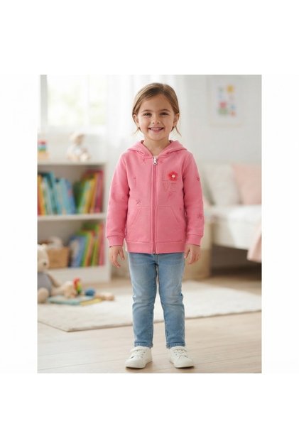 100% Cotton Two Yarn Fiber-Free Zippered Girls Cardigan 5Y,6Y,7Y,8Y,9Y Girl