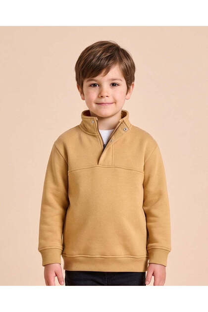Boys Mustard Quarter Placket Sweatshirt