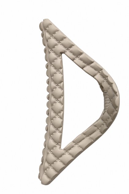 Quilted Patterned Matte Beige Large Size Hair Clip with Latch Clip