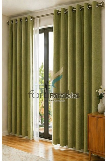 Moss Green Velvet Rustic Velvety Fabric Curtain