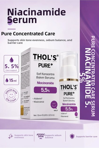 Tb60 Pure+ 5.5% Pure Niacinamide Sebum Balancing and Anti-Acne Scar Concentrated Serum - 15 Ml.
