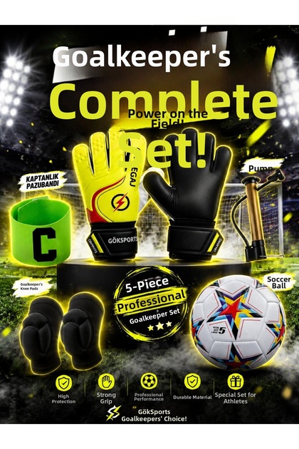 Children's Goalkeeper Gloves with Wrist Bandage, Football Goalkeeper Knee Pads, Soccer Ball, Captain's Armband, Pump, Gift