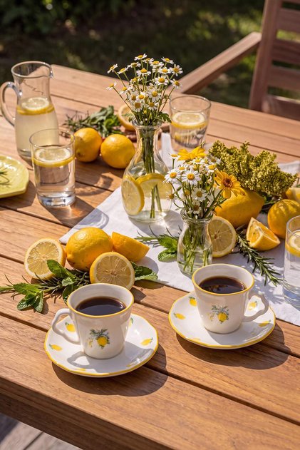 2-Piece Limoncello Design Porcelain Coffee Cup Set Tphss26Kfc00018