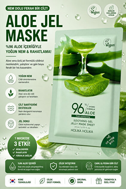 Holika Holika Aloe Hydro Formula 96% Soothing Gel Jelly Mask Fresh 23ml (1  Piece)- Trendyol