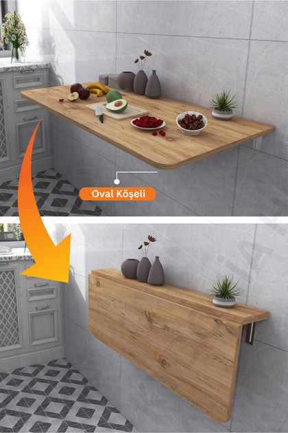 Kydonia Home 60x90 cm Katlanır Duvara Monte Masa Sabit Raflı
